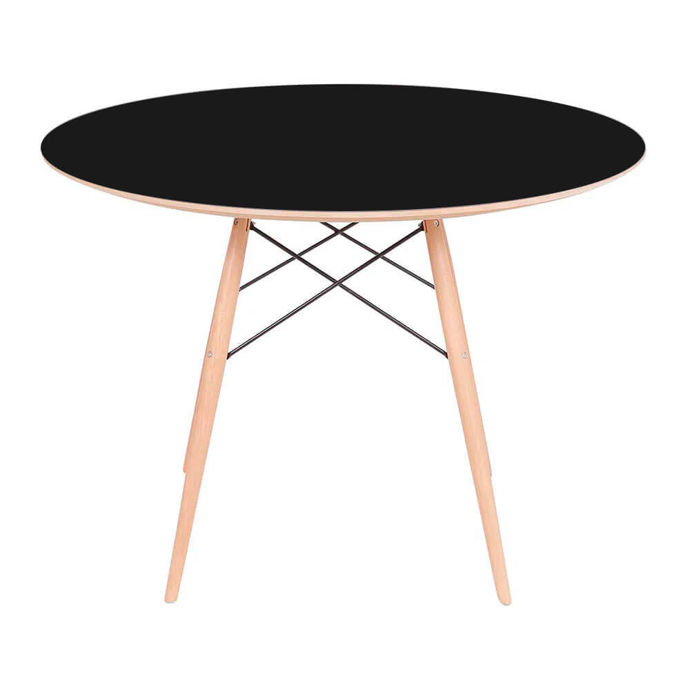 Conjunto Mesa Eames Eiffel DSW Redonda Preta 120cm + 4 Cadeiras Eames DSW - Preta