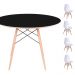 Conjunto Mesa Eames Eiffel DSW Redonda Preta 90cm + 4 Cadeiras Eames DSW - Branca