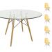 Conjunto Mesa Eames Eiffel Redonda Vidro 120cm + 4 Cadeiras Eames DSW Botonê - Amarela