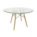 Conjunto Mesa Eames Eiffel Redonda Vidro 120cm + 4 Cadeiras Eames DSW Botonê - Vermelha