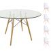 Conjunto Mesa Eames Eiffel Redonda Vidro 120cm + 4 Cadeiras Saarinen Wood - Branca