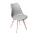 Conjunto Mesa Eames Eiffel Redonda Vidro 120cm + 4 Cadeiras Saarinen Wood - Cinza