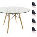 Conjunto Mesa Eames Eiffel Redonda Vidro 120cm + 4 Cadeiras Saarinen Wood - Preta