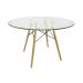 Conjunto Mesa Eames Eiffel Redonda Vidro 90cm + 4 Cadeiras Eames DSW - Amarela
