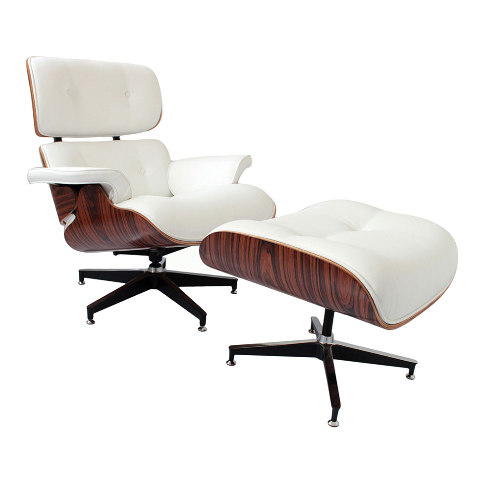 Conjunto Poltrona com Puff Charles Eames Branco