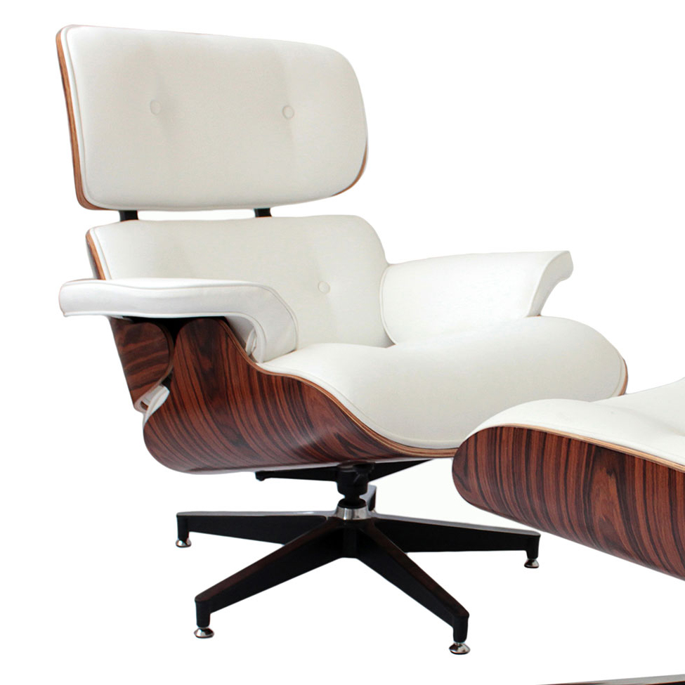 Conjunto Poltrona com Puff Charles Eames Branco