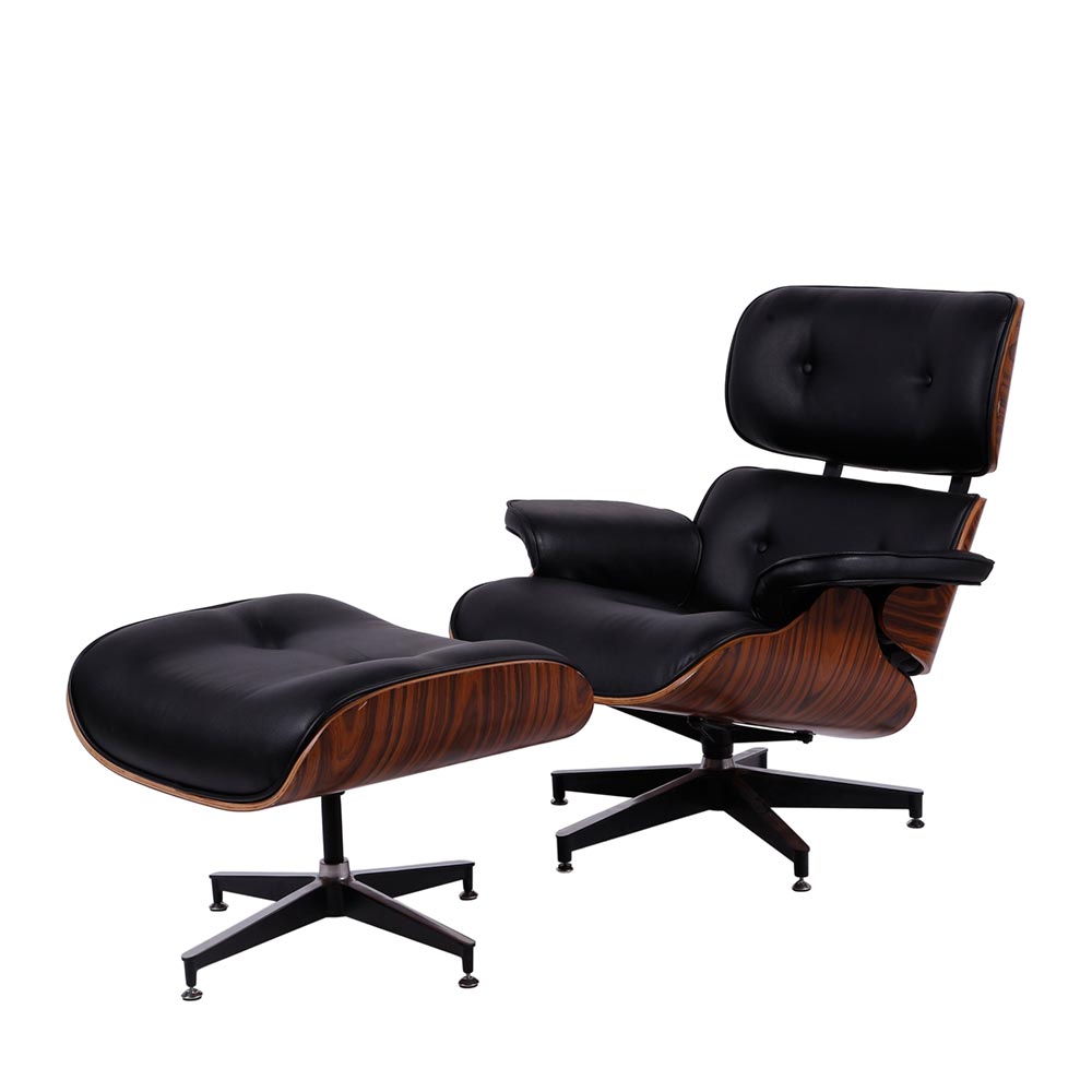 Conjunto Poltrona e Puff Charles Eames - Preta
