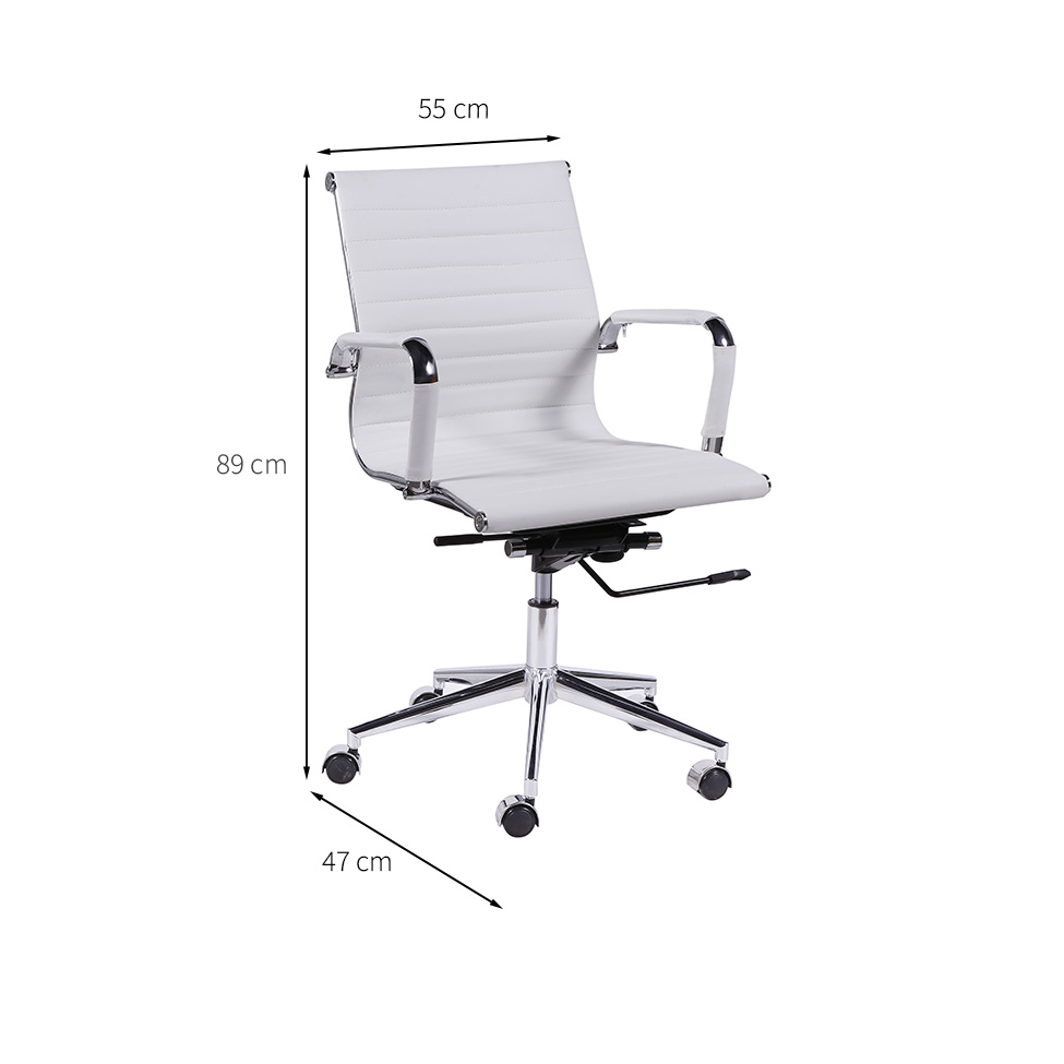 Conjunto com 2 Cadeiras de Escritório Secretária Giratória Milão II Branco
