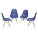 KIT 04 CADEIRAS 1102 PP AZUL MARINHO BASE MADEIRA