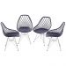 KIT 04 CADEIRAS 1118 PP PRETA BASE METAL