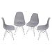 KIT 04 CADEIRAS 1119 PP CINZA BASE METAL