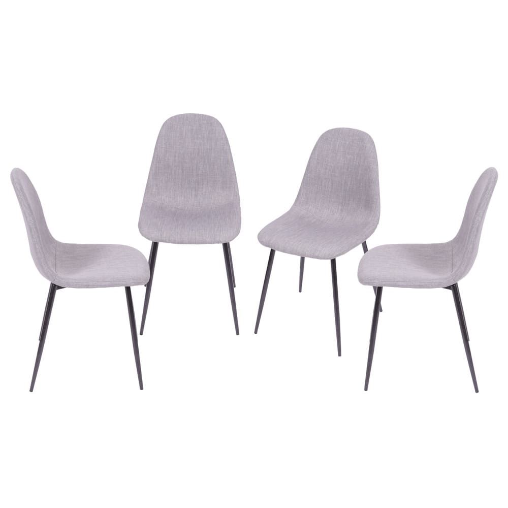 KIT 04 CADEIRAS PP CINZA BASE COR PRETA