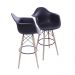 KIT 2 BANQUETAS 6602PP COM BRACO PRETA BASE MADEIRA