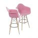 KIT 2 BANQUETAS 6602PP COM BRACO ROSA BASE MADEIRA