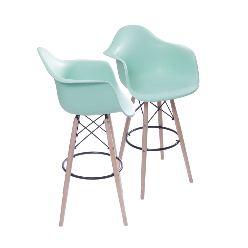 KIT 2 BANQUETAS 6602PP COM BRACO TIFFANY BASE MADEIRA