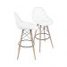 KIT 2 BANQUETAS 6618 PP BRANCA BASE MADEIRA