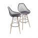 KIT 2 BANQUETAS 6618 PP PRETA BASE MADEIRA
