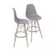 KIT 2 BANQUETAS 6619 PP CINZA BASE MADEIRA