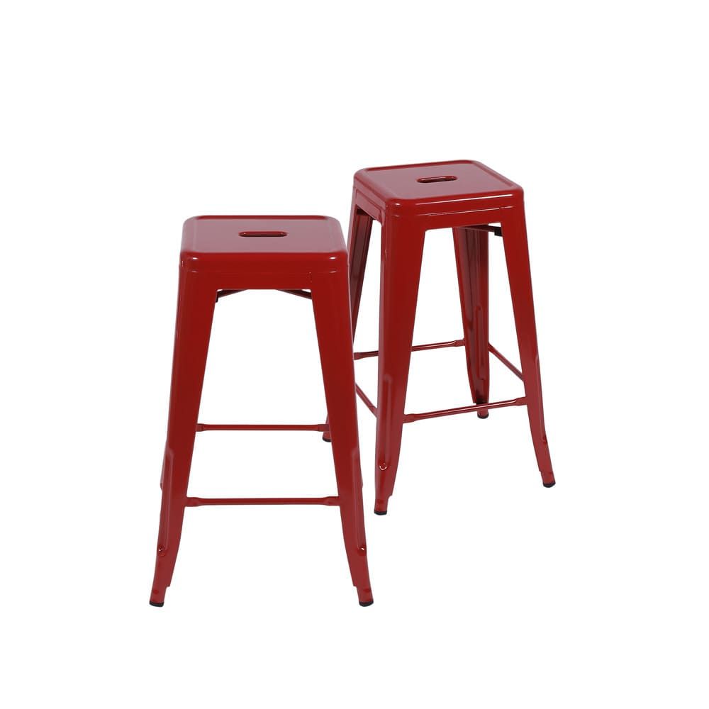 KIT 2 BANQUETAS EM AçO COM PINTURA EPOXI VERMELHA