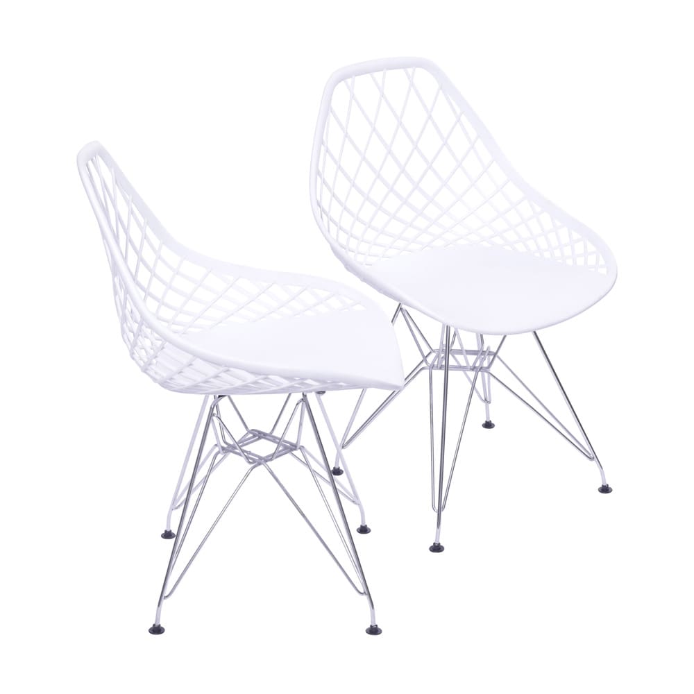 KIT 2 CADEIRAS 1118 PP BRANCA BASE METAL