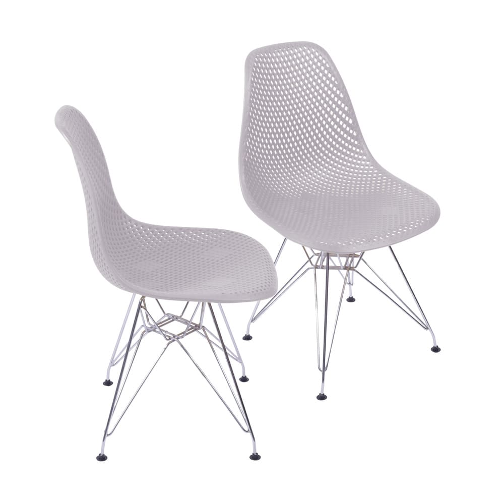 KIT 2 CADEIRAS 1119 PP BRANCA BASE CROMADA