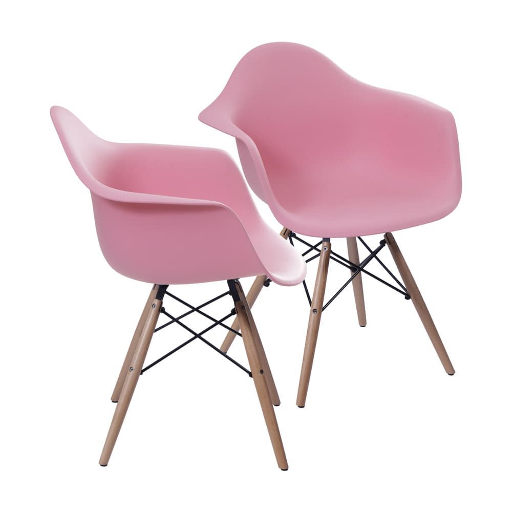 KIT 2 CADEIRAS 1120 PP ROSA BASE MADEIRA