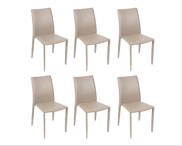 Kit 06 Cadeiras glam Corino Fendi estrut Metal 90.5x46.5x43cm
