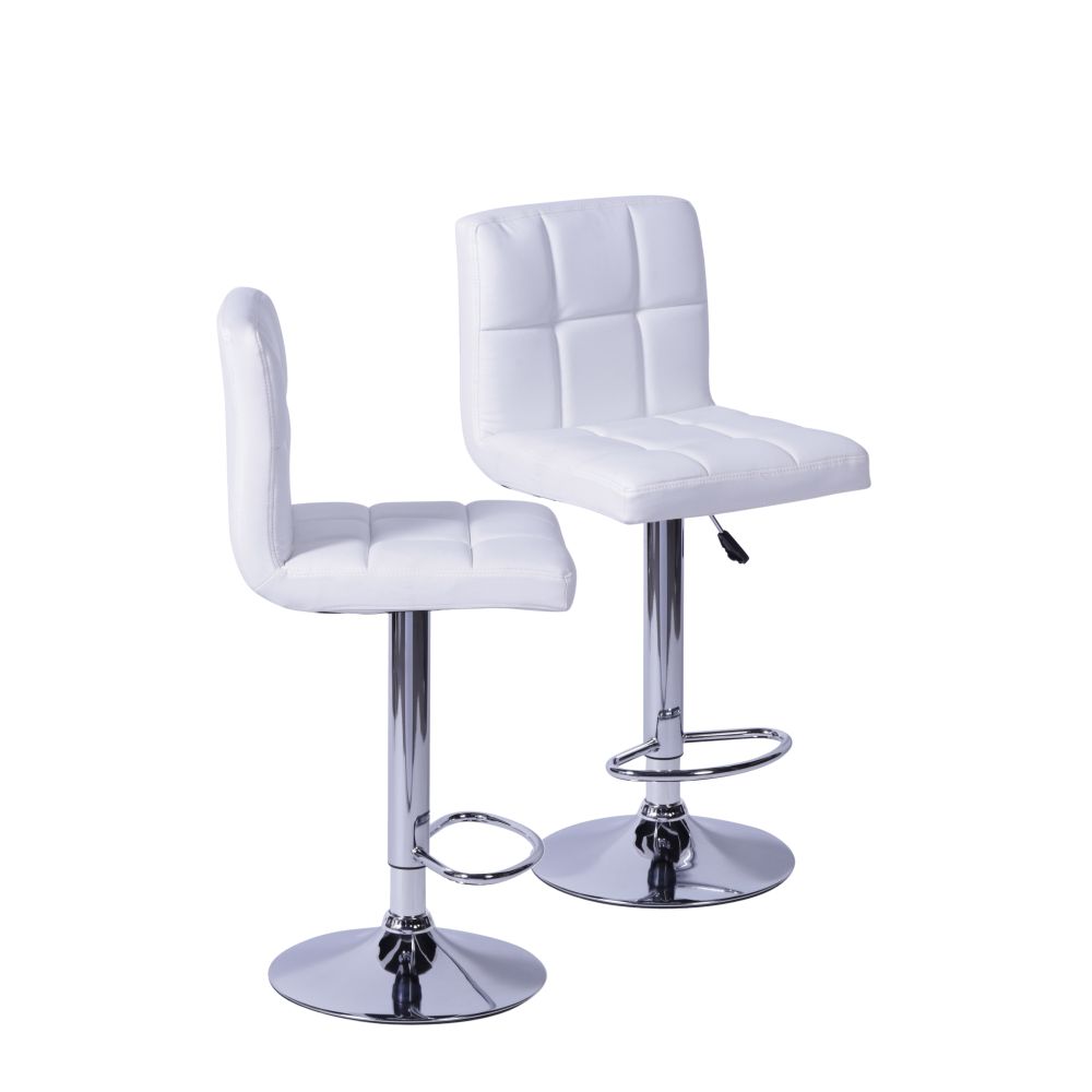 Kit 2 Banquetas com Encosto Confort Estof. Branco - Base Cromada