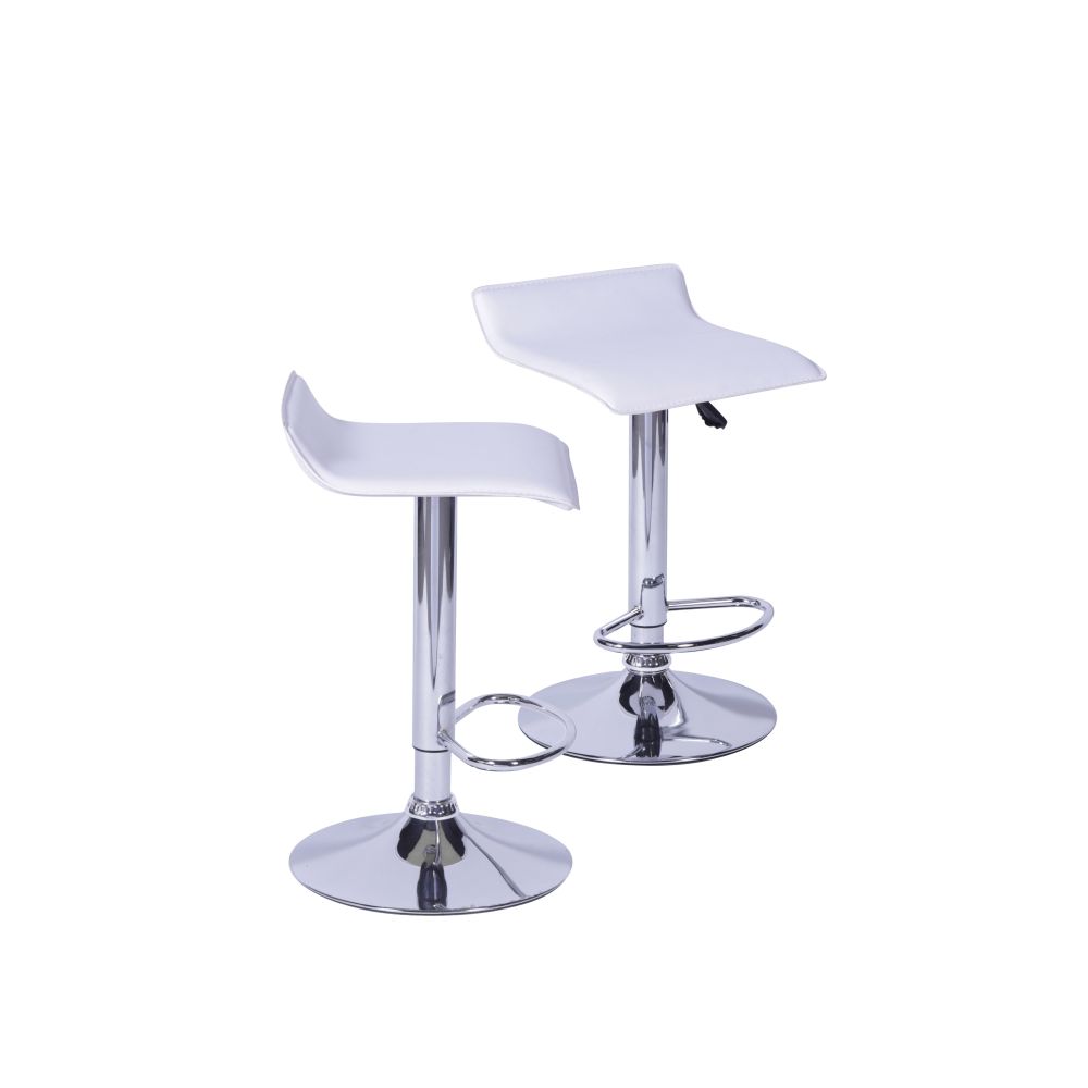 Kit 2 Banquetas de Bar Wave Estofadas Cor Branca - Base Cromada