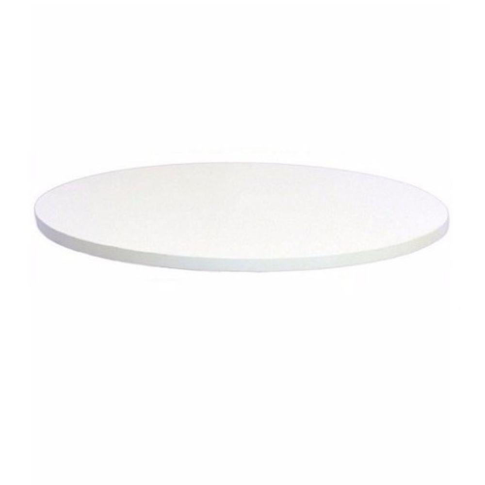 Tampo  De Mesa Redondo Sala De Jantar 80Cm Madeira Branco