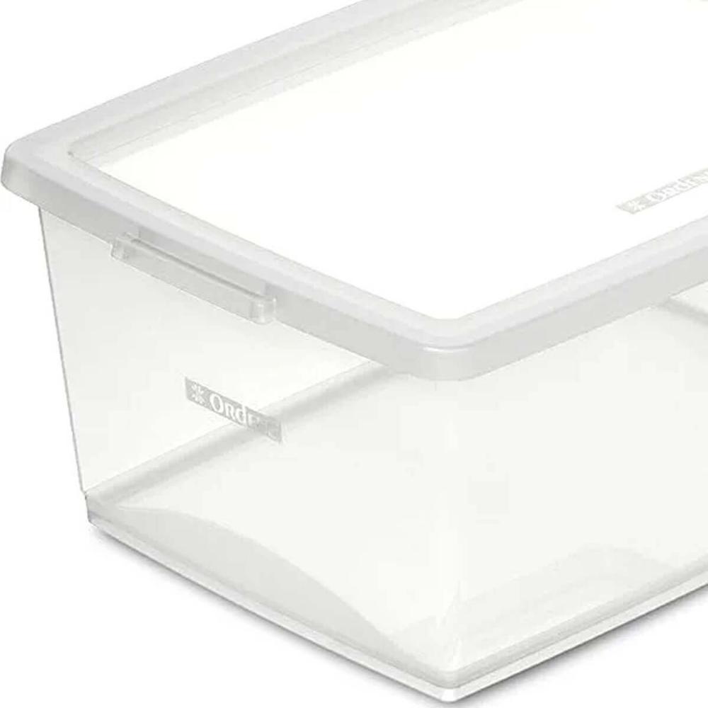 12 Caixas Organizadoras com Tampa 15L Plástica Retangular My Closet Ordene Multiuso