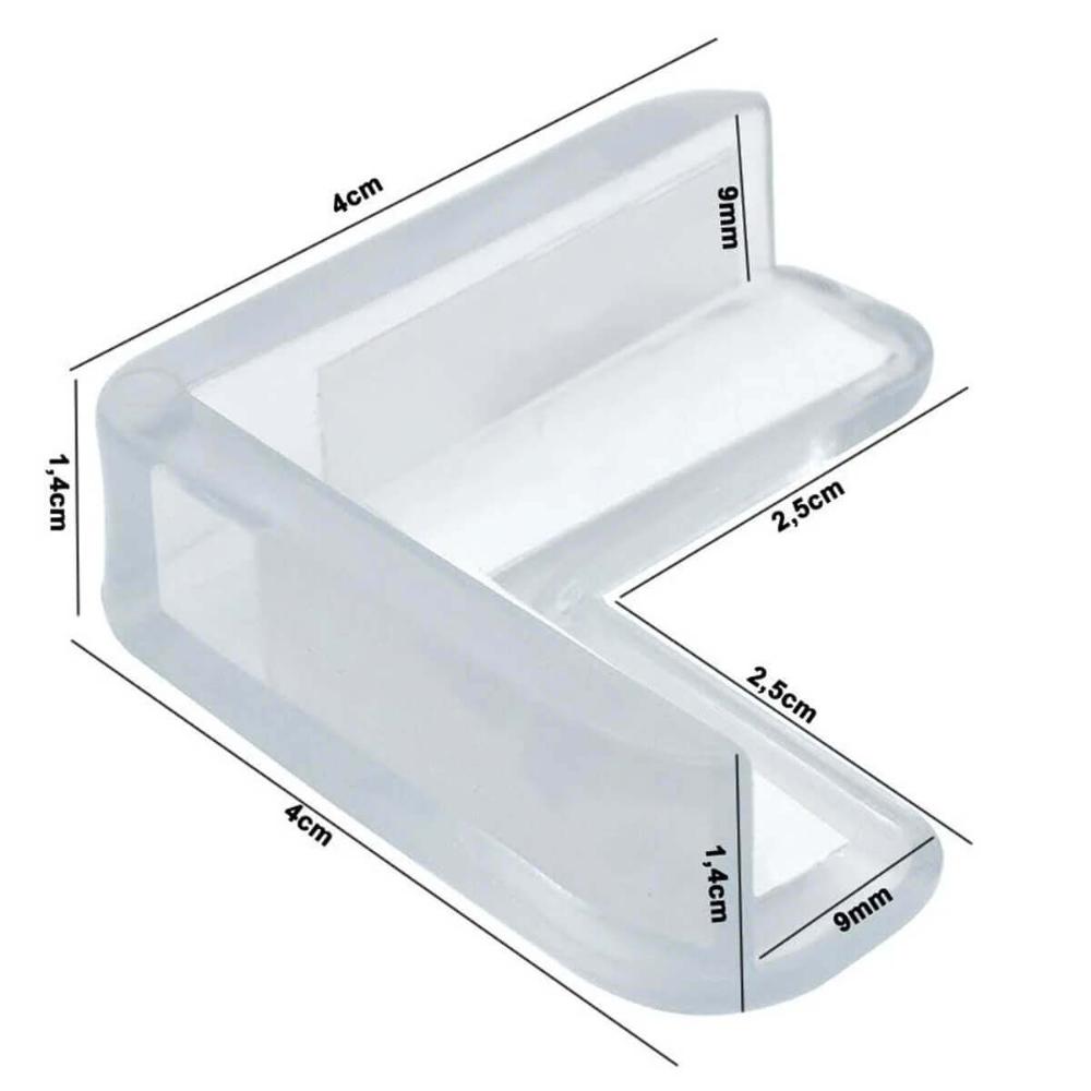 12 Protetores de Quina Ordene 4cm Canto para Bebe Plástico Prateleira Mesa Móveis