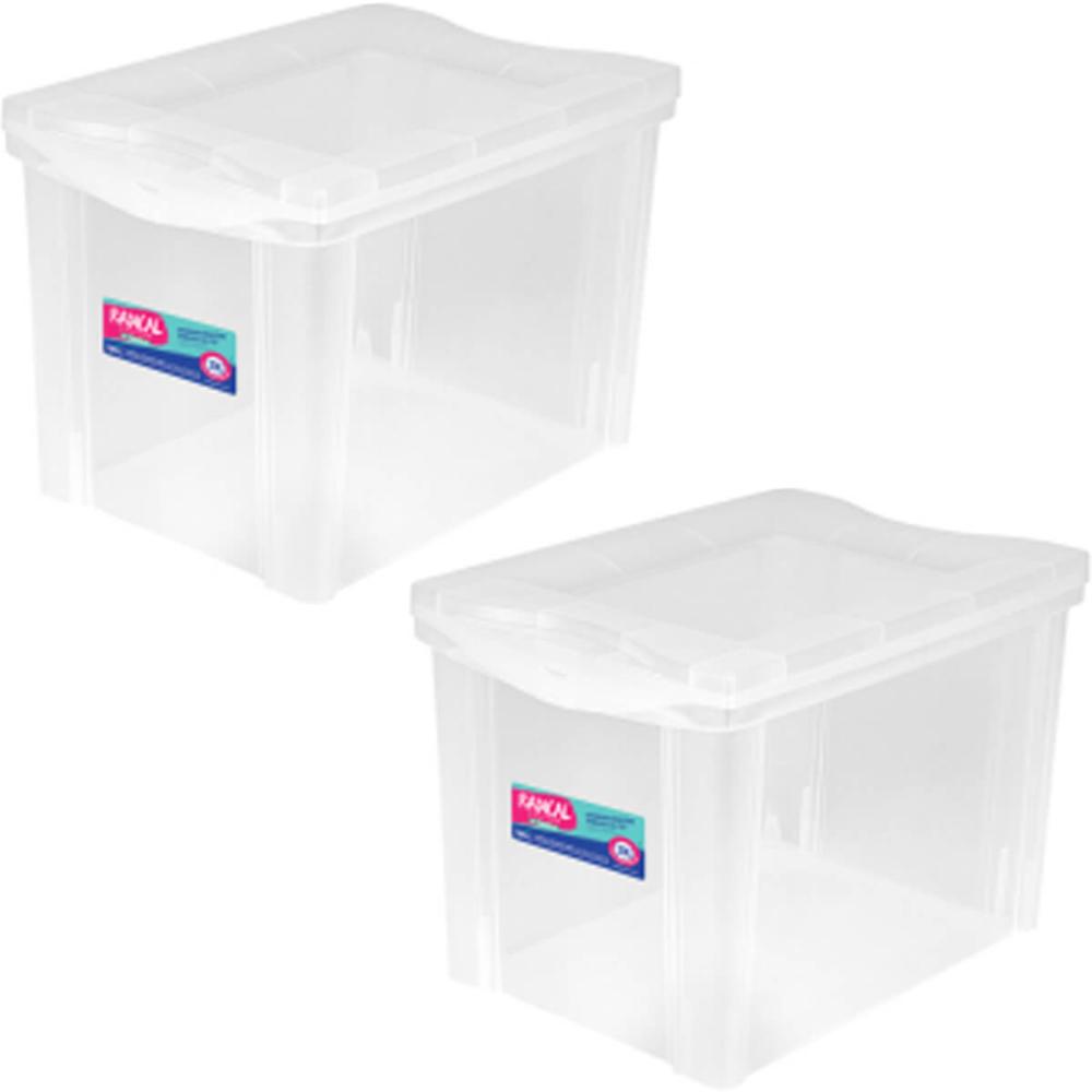 2 Caixas Organizadoras Plástica Altas 30L Ordene Organize Brinquedos Closet Incolor