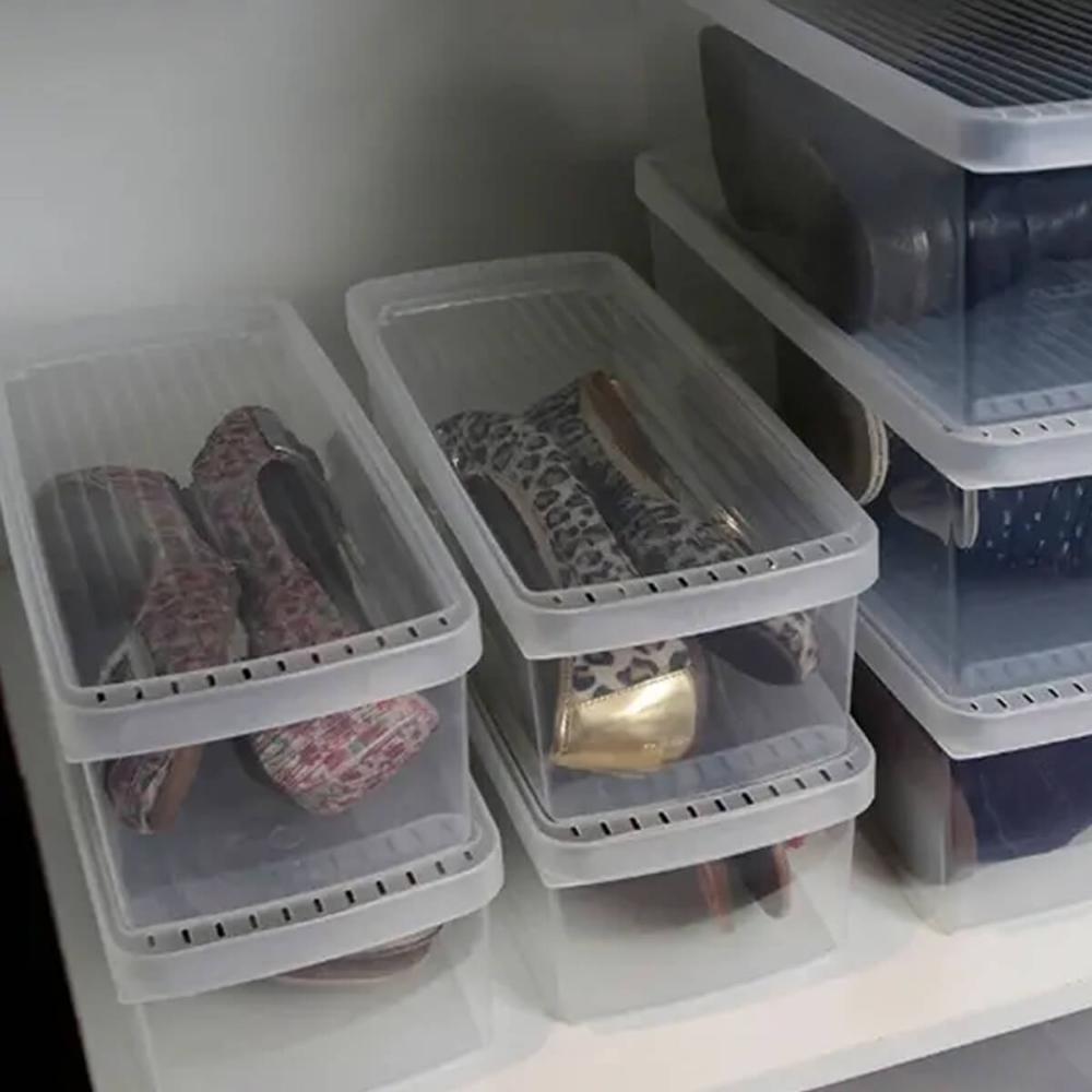 2 Caixas Plásticas Guardar Sapatos 35 a 38 Ordene 4,2L Organizadores Closet