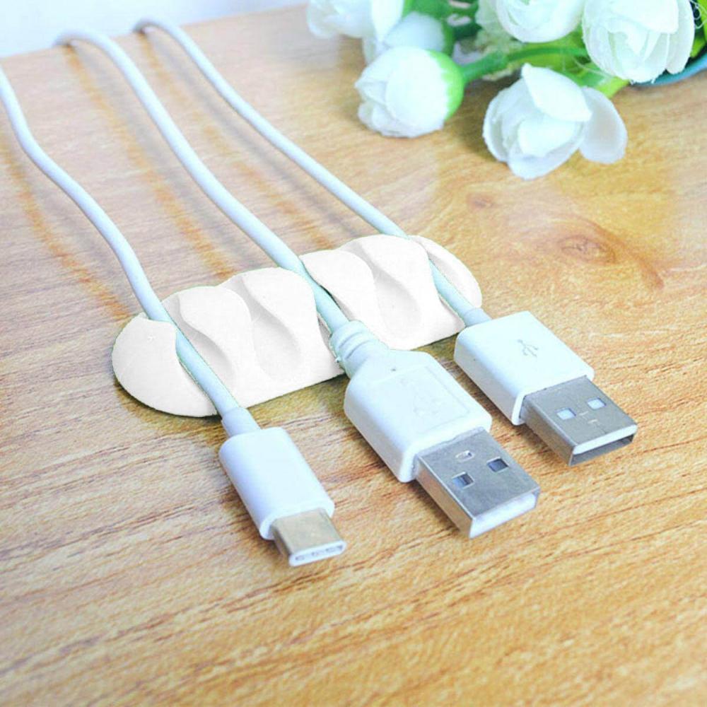 2 Organizador de 5 Cabos e Fios Adesivo Emborrachado Branco Ordene 6,5cm Aplik