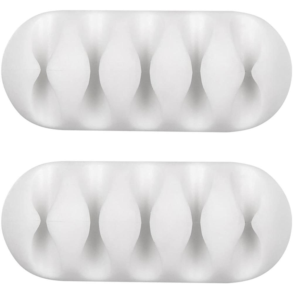 2 Organizador de 5 Cabos e Fios Adesivo Emborrachado Branco Ordene 6,5cm Aplik