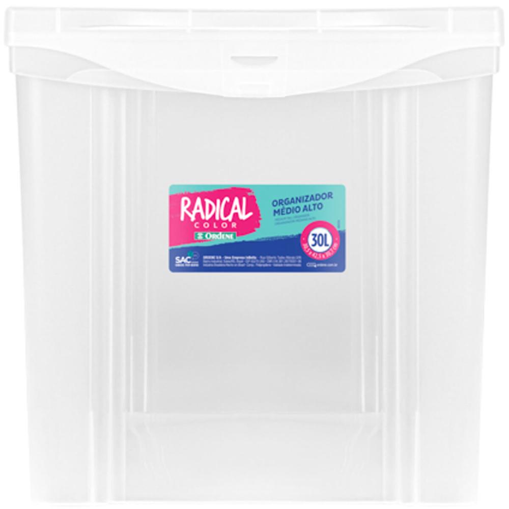3 Caixas Organizadoras Ordene com Tampa Click 30L 42,5x30,5cm Incolor