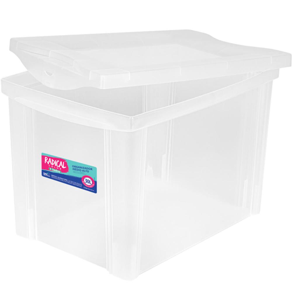 3 Caixas Organizadoras Ordene com Tampa Click 30L 42,5x30,5cm Incolor