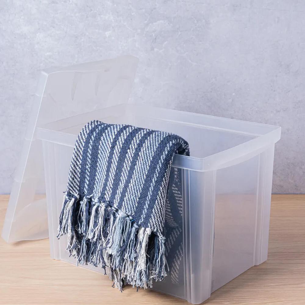 3 Caixas Organizadoras Ordene com Tampa Click 30L 42,5x30,5cm Incolor