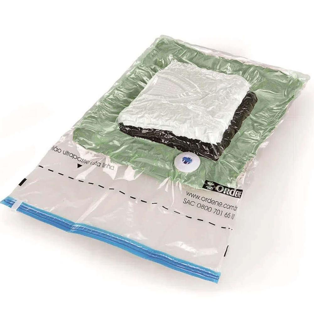 3 Sacos Ordene Vac Bag para Roupas Médio 45x65cm A Vácuo Polietileno Reutilizável