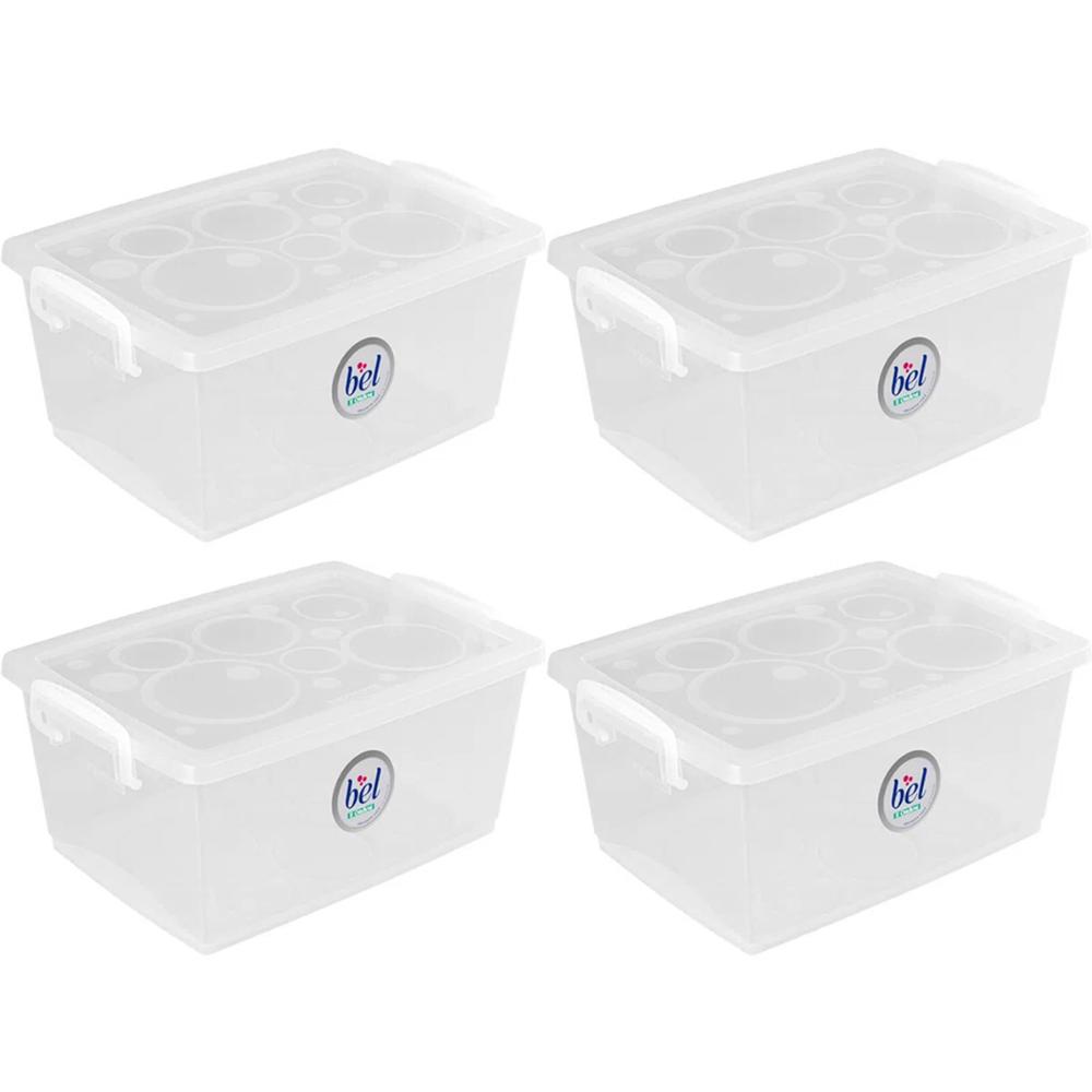 4 Caixas Organizadoras Travas e Alças 4L Bel Ordene para Armário Closet Incolor