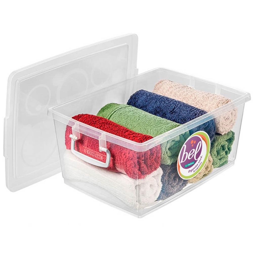 4 Caixas Organizadoras Travas e Alças 4L Bel Ordene para Armário Closet Incolor