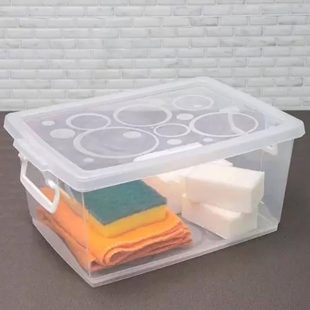 4 Caixas Organizadoras Travas e Alças 4L Bel Ordene para Armário Closet Incolor