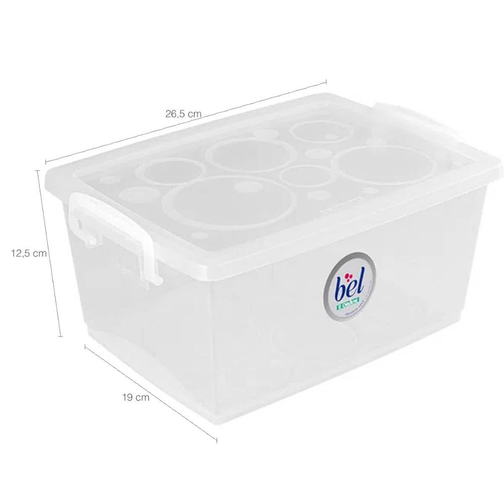 4 Caixas Organizadoras Travas e Alças 4L Bel Ordene para Armário Closet Incolor