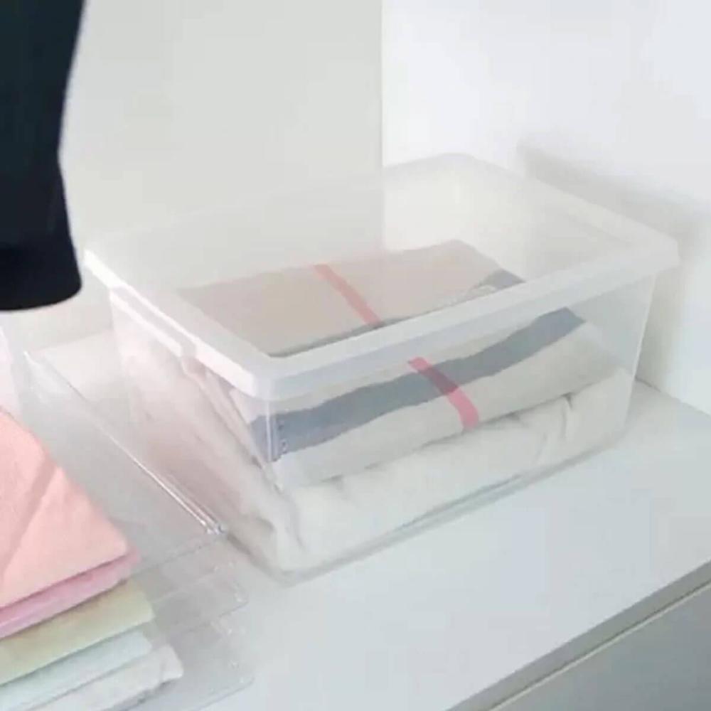 4 Caixas Organizadoras com Tampa 7,5L Ordene Empilháveis Escritório Closet Lavanderia