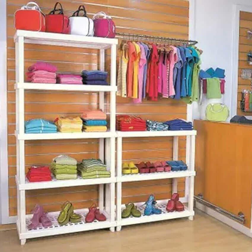 4 Estantes Modular 5 Prateleiras Câmara Fria Até 250kg Multiuso Ordene Branca Plástica