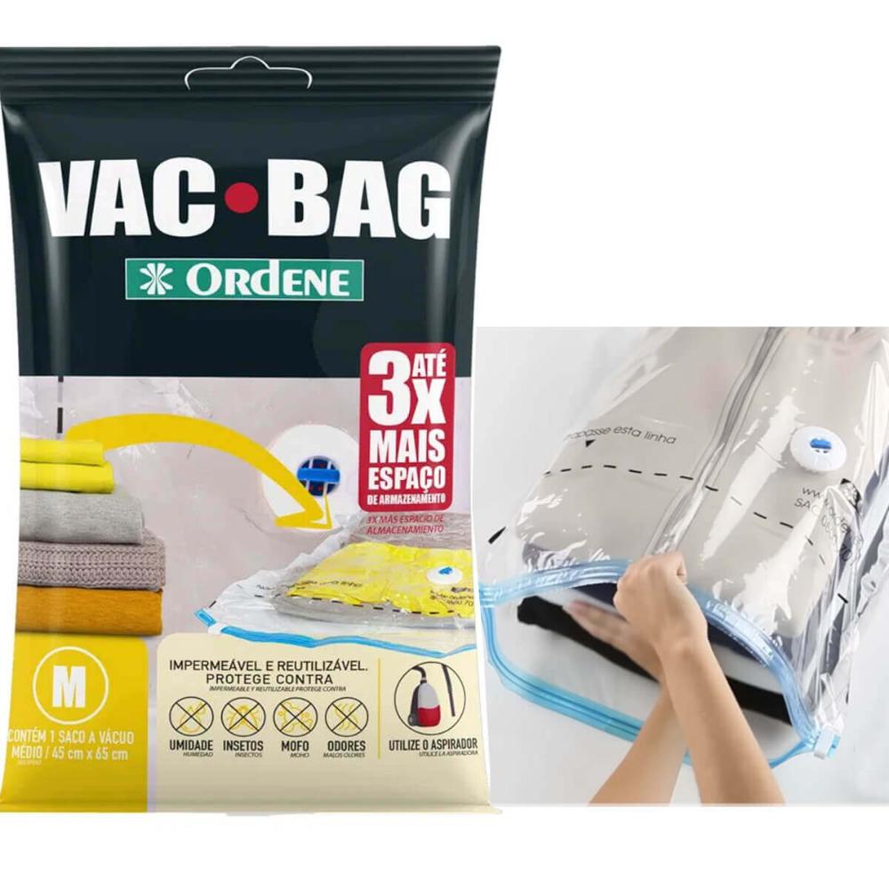 4 Sacos Ordene Vac Bag para Roupas Médio 45x65cm cada A Vácuo Reutilizáveis