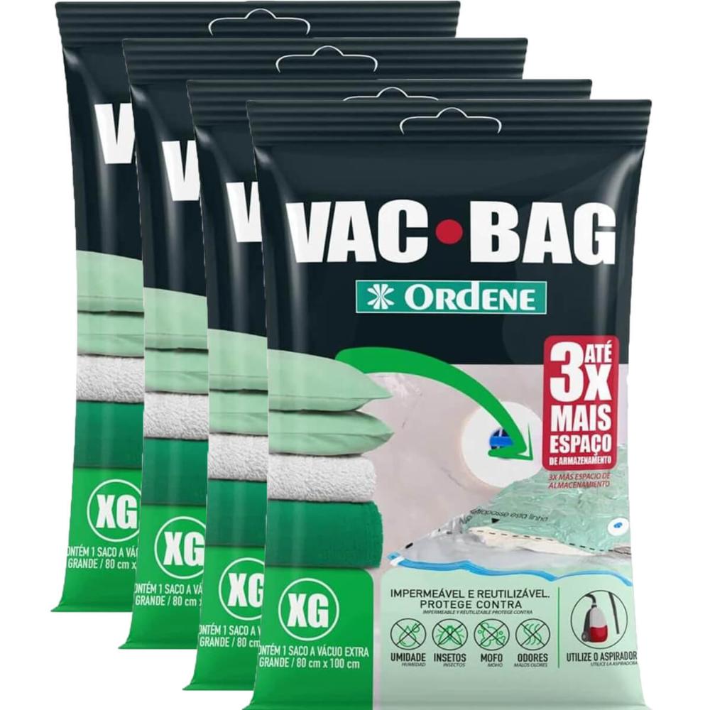 4 Vac Bag Extra Grande 80x100cm cada Saco à Vacuo para Edred