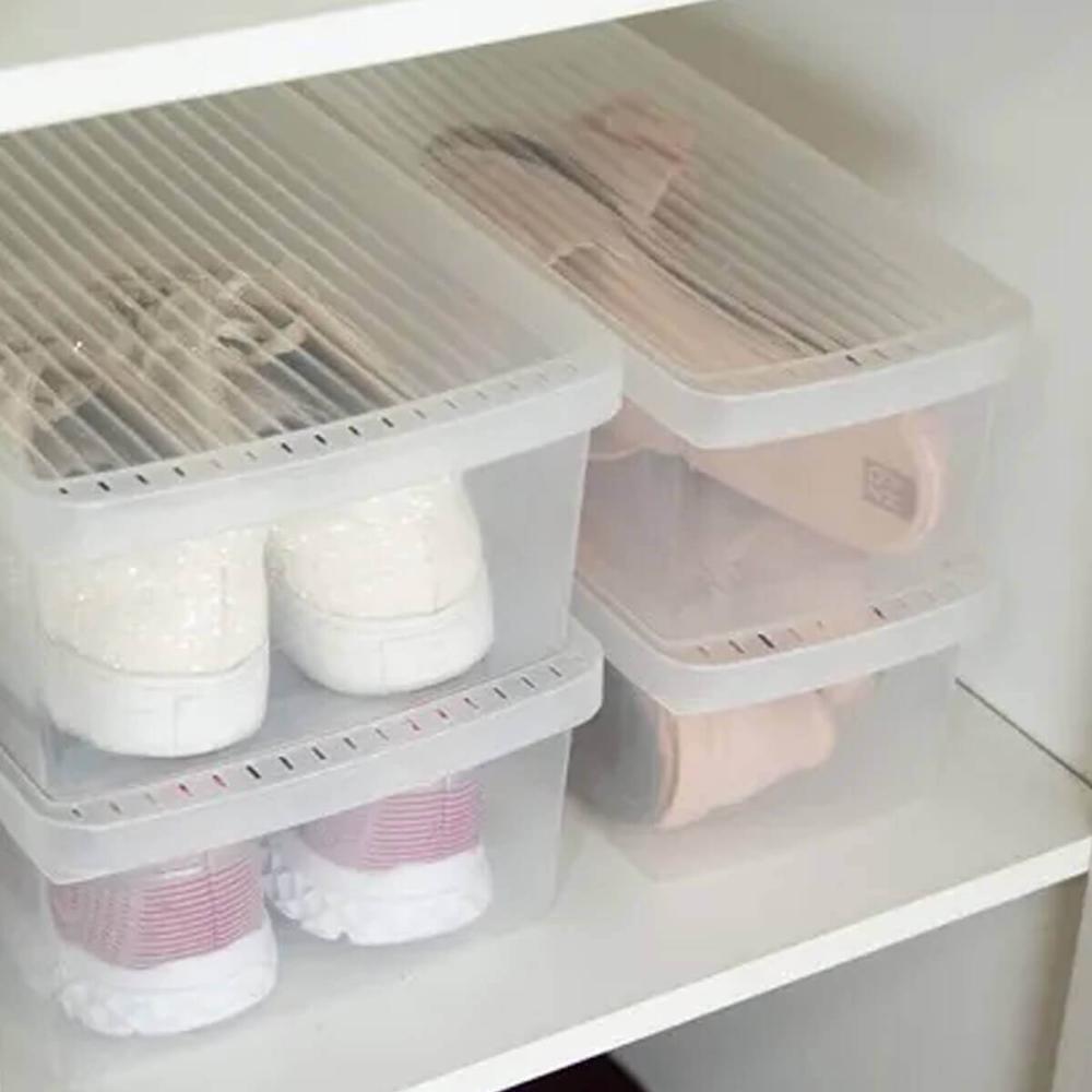 5 Caixas Empilháveis 4,2L Organizadoras Calçados 35 ao 38 Ordene Brinquedos Itens de Costura