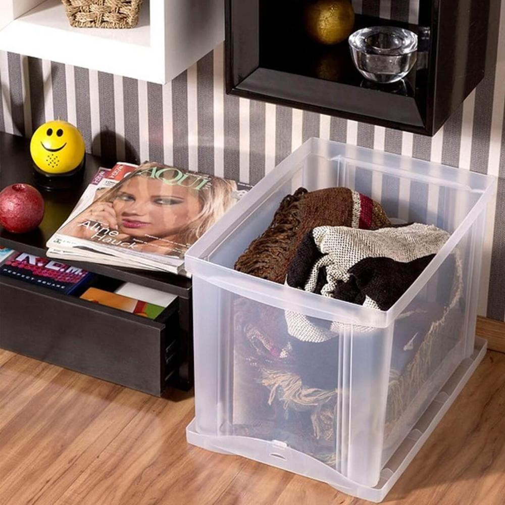 6 Caixas Organizadoras Plásticas Média Alta 30L Ordene Transparentes Radical Color
